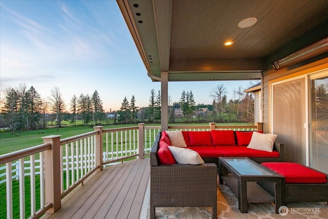 10808 NE 192nd Ave, Brush Prairie, WA 98606 - wooden deck with an outdoor living space and a lawn