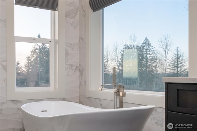10808 NE 192nd Ave, Brush Prairie, WA 98606 - full bathroom with a sink, a soaking tub, and marble finish floor