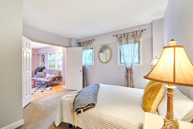 bedroom with carpet floors