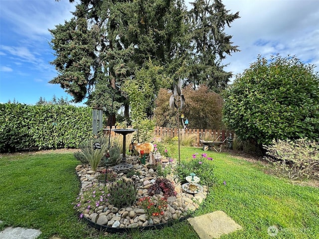 view of yard with fence