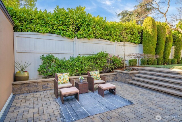 view of patio with a fenced backyard