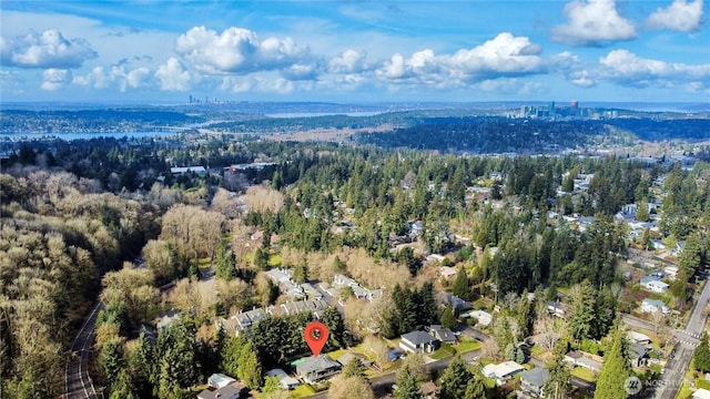 bird's eye view with a view of trees