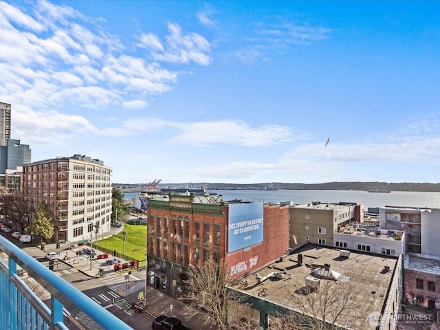 property's view of city with a water view