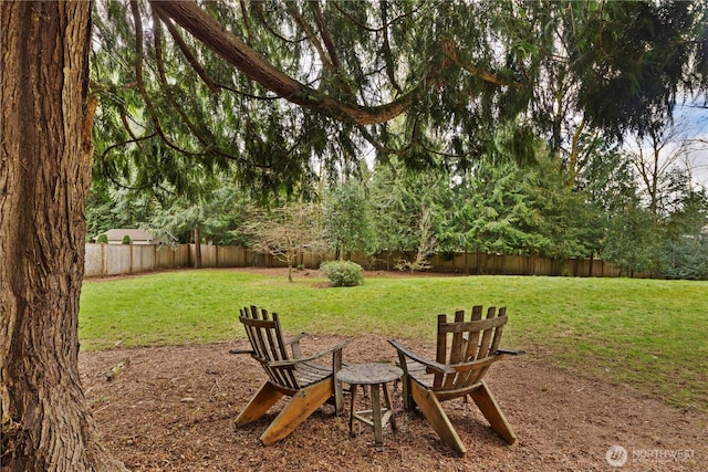 view of yard featuring a fenced backyard