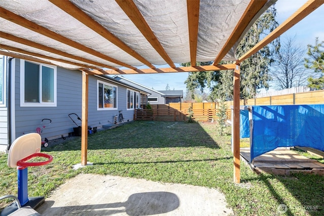 view of yard with a fenced backyard