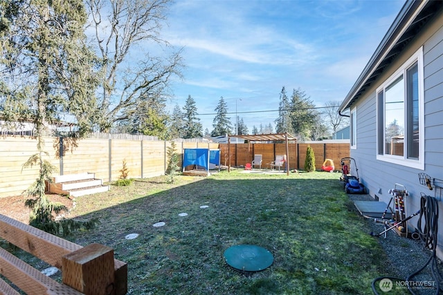 view of yard featuring a fenced backyard