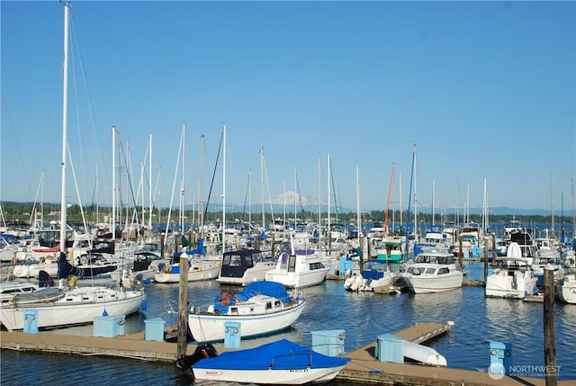 view of dock featuring a water view