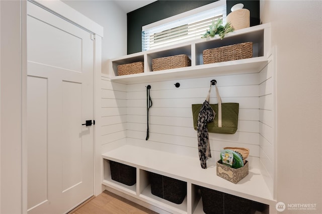 mudroom with light wood-type flooring