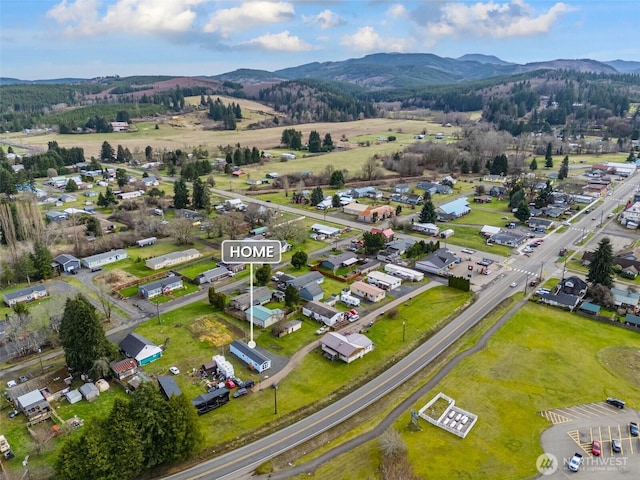 birds eye view of property featuring a mountain view