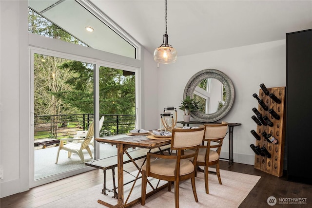 dining room featuring recessed lighting and hardwood / wood-style flooring