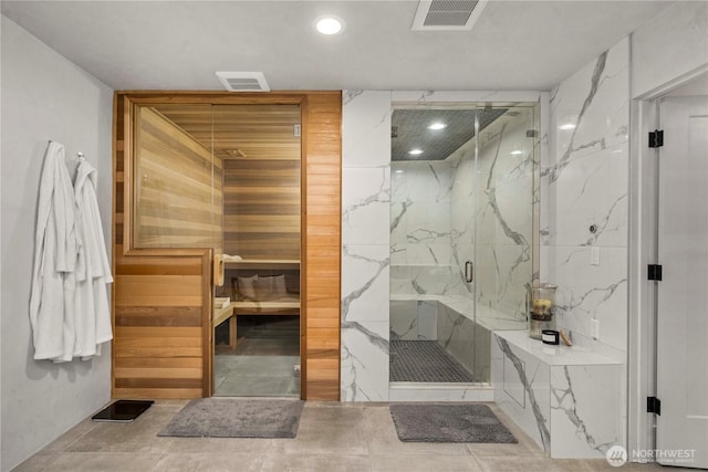 view of sauna / steam room featuring recessed lighting