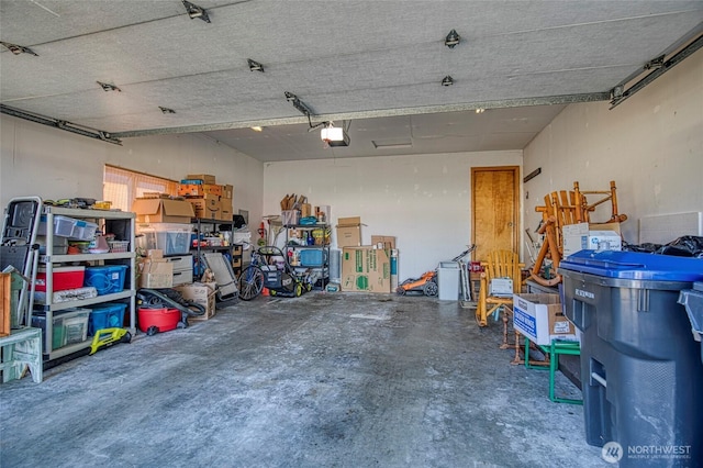 garage with a garage door opener