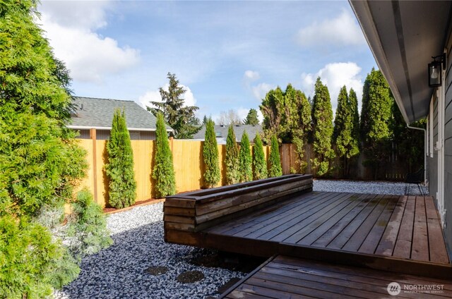 deck featuring a fenced backyard