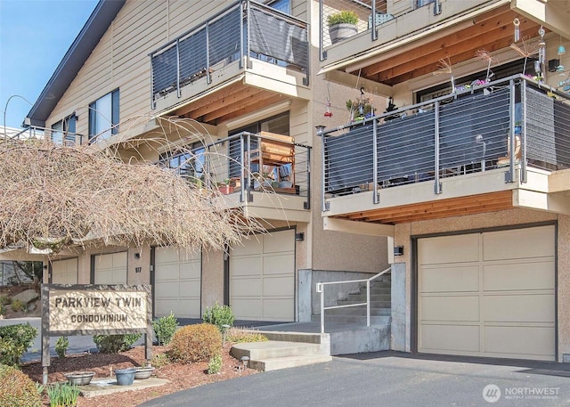 view of property featuring a garage