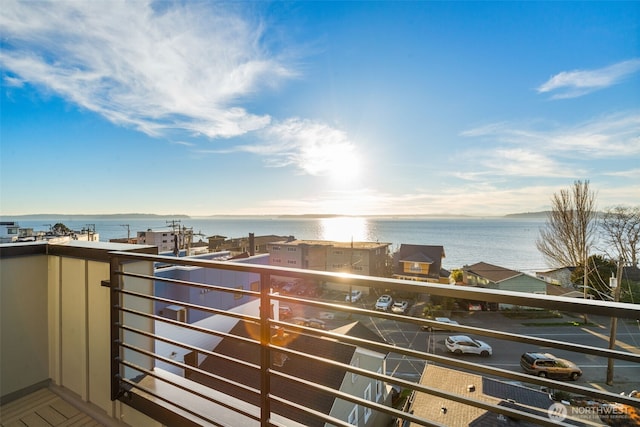 balcony with a water view