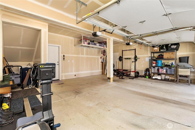 garage with a garage door opener