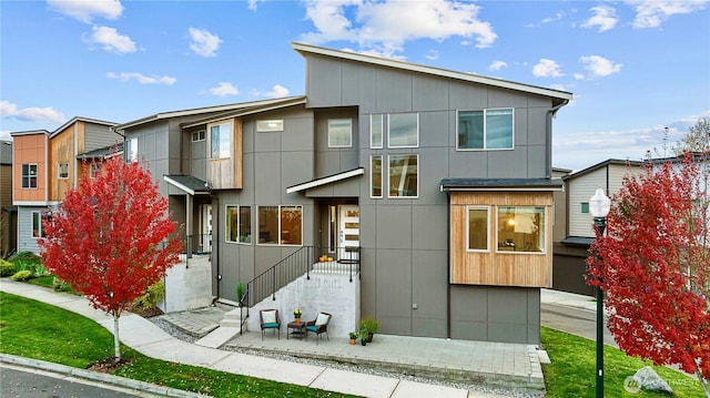 modern home with a patio area