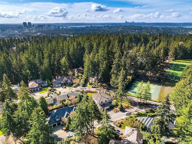 aerial view with a forest view