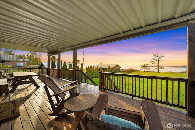 3451 Robertson Rd, Bellingham, WA 98226 - deck at dusk with a yard and a water view