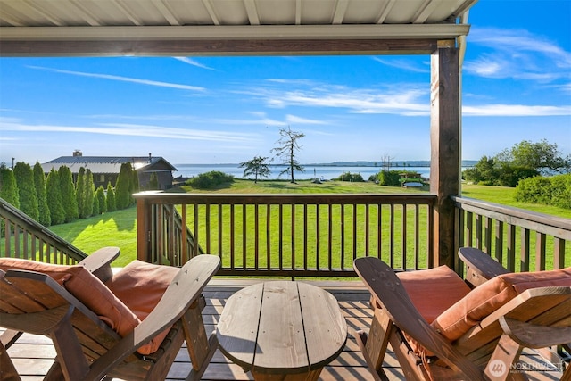 3451 Robertson Rd, Bellingham, WA 98226 - wooden terrace with a water view and a yard