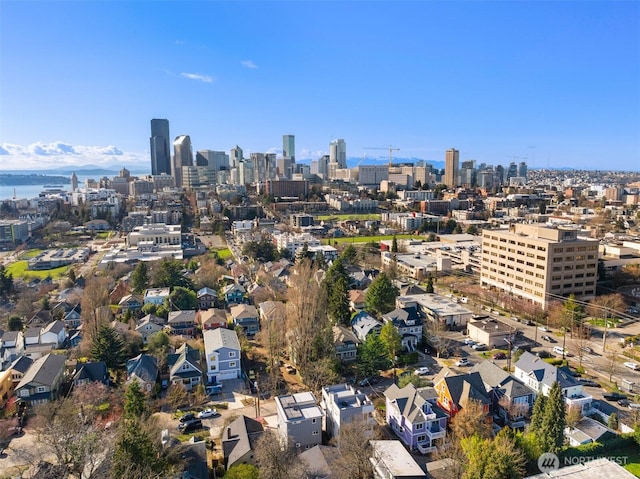 aerial view featuring a city view