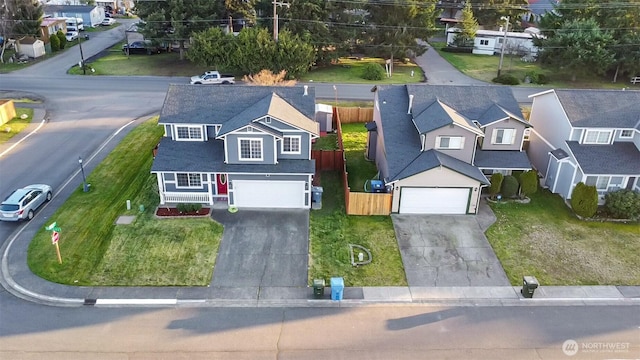 aerial view with a residential view