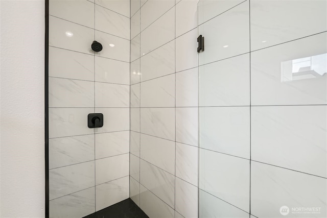 bathroom with tiled shower