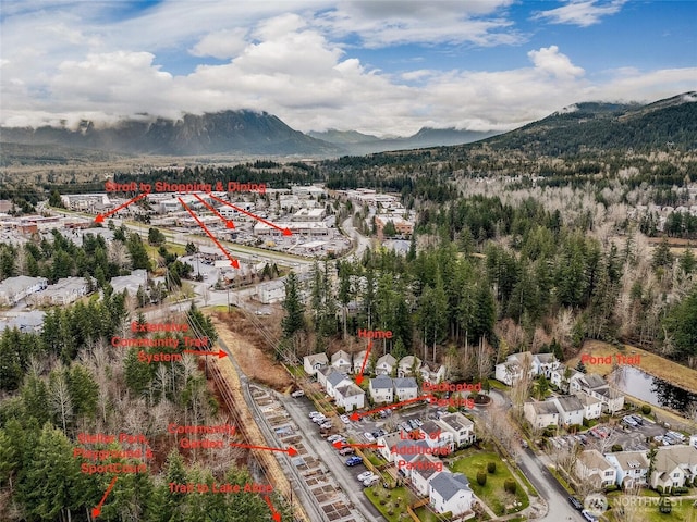 aerial view with a mountain view