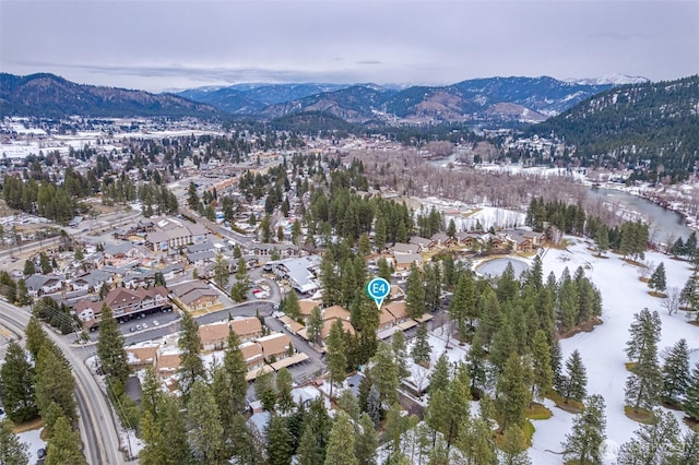 birds eye view of property with a residential view and a mountain view