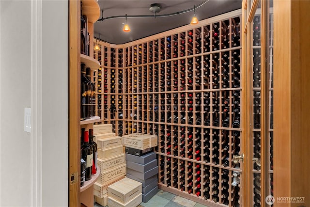 view of wine cellar