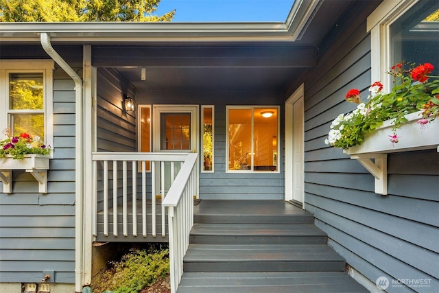 entrance to property featuring covered porch