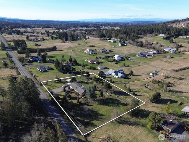 aerial view with a rural view