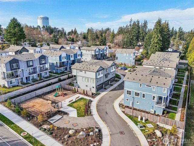 aerial view with a residential view