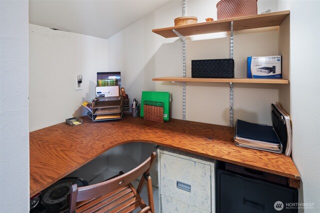 home office featuring built in desk