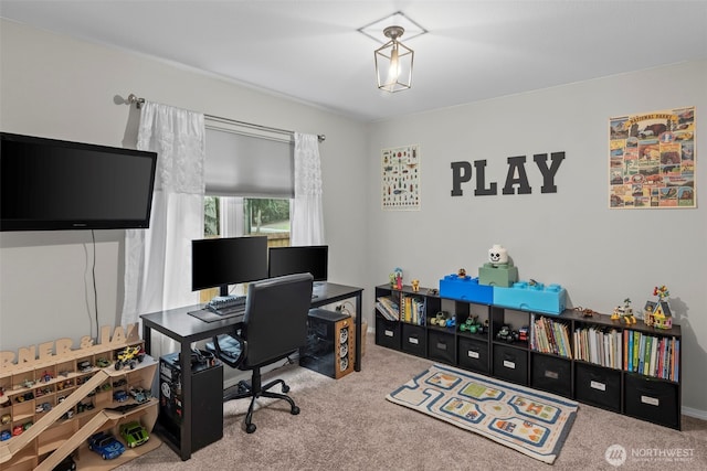 office area with carpet flooring