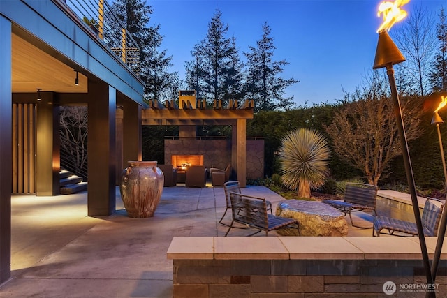 view of patio featuring a pergola