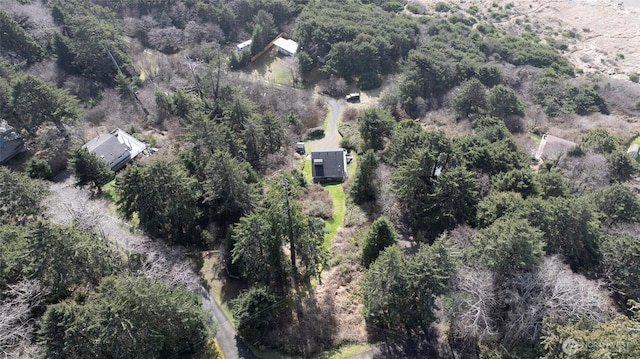 bird's eye view with a view of trees