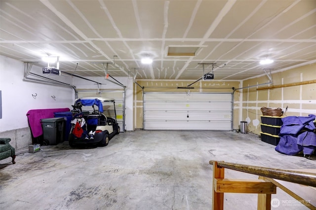 garage with a garage door opener