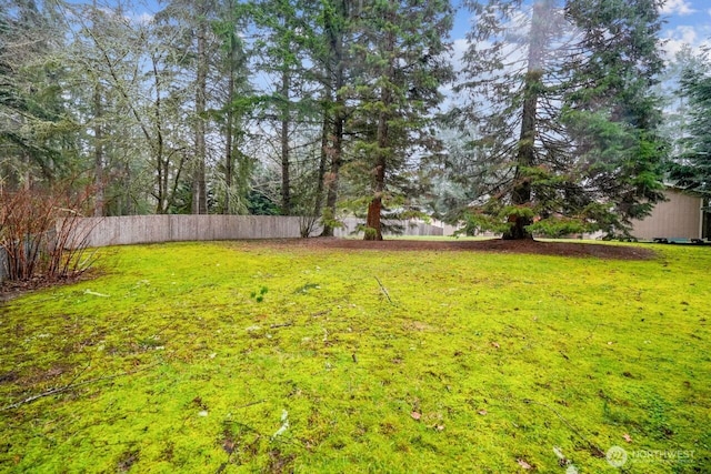 view of yard featuring fence