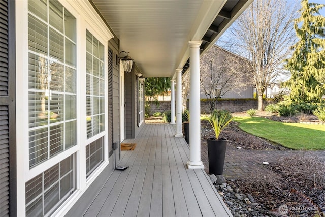 deck with covered porch