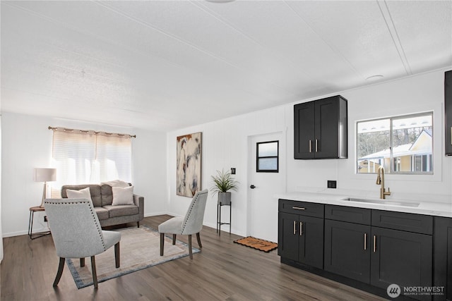 living area with dark wood-style flooring