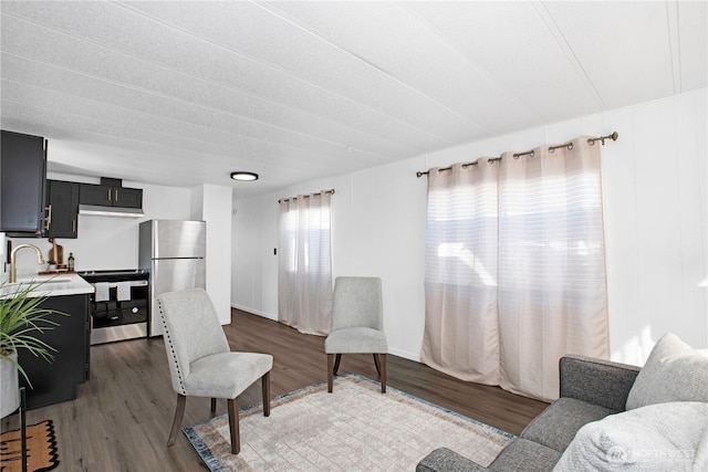 living area featuring wood finished floors