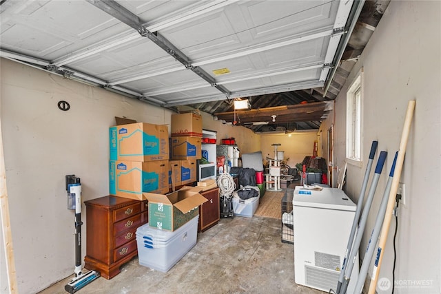 garage with refrigerator