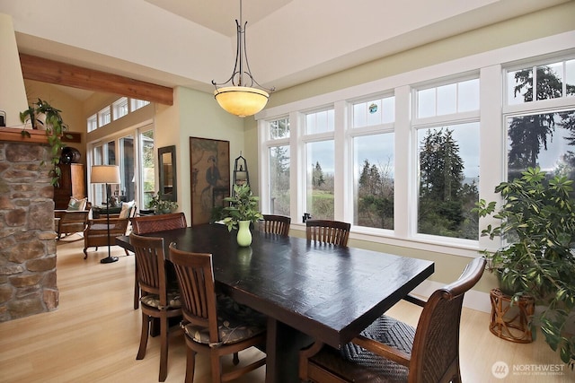 dining room with light wood finished floors