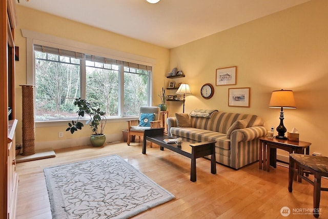 living room with wood finished floors