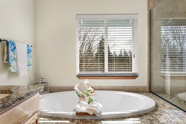 bathroom featuring a bath and vanity