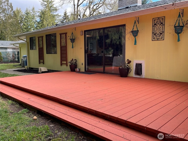 wooden deck with cooling unit