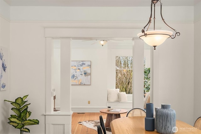 dining room with wood finished floors