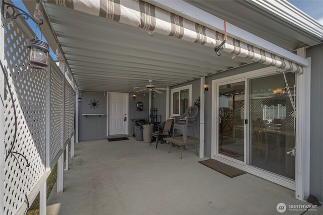 view of patio / terrace with a ceiling fan