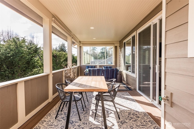 exterior space with wooden ceiling